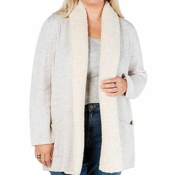 NWT Style&Co. Women's Fleece Collar Open Front Cardigan Hammock Heather 1X - Picture 7 of 13